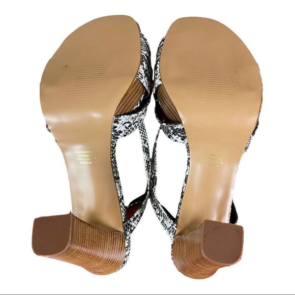Colin Stuart heels black/white Snake Print strappy Sandal’s  size 11 90s Y2K New - Picture 6 of 6